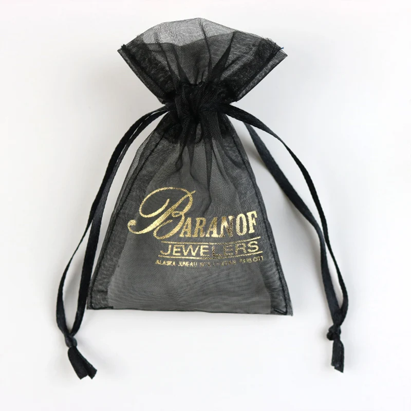 Custom high quality organza bags, MOQ is 500pcs, print logo(one color