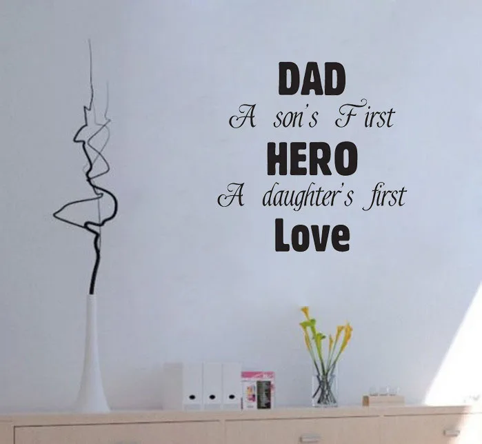 Image Art Letter Dad Father Son and Daughter s Hero home decoration wall art decals quote living room wall sticker decor