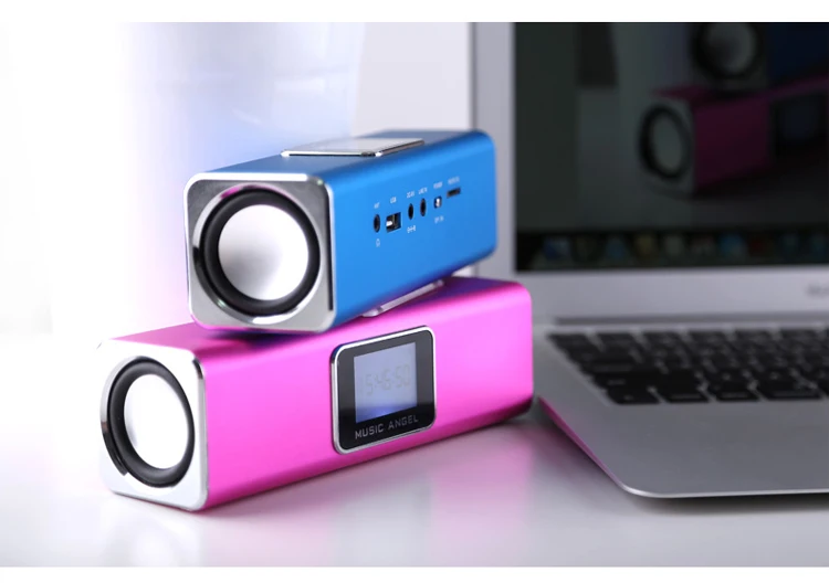 Ceny Oryginalna nowa muzyka anioł JH MAUK5B ekran LCD aktywny dźwięk FM USB bezprzewodowy przenośny mini głośnik z SD TF