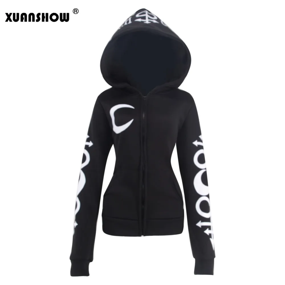  XUANSHOW Autumn Winter New Fashion Womens Hoodies Kawaii Harajuku Punk Big Hat Zip Fleece Coat Ladi