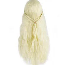 Парик из волоконного волокна для волос Daenerys Targaryen блонд длинные кудрявые косы косплей парик аниме вечерние реквизит