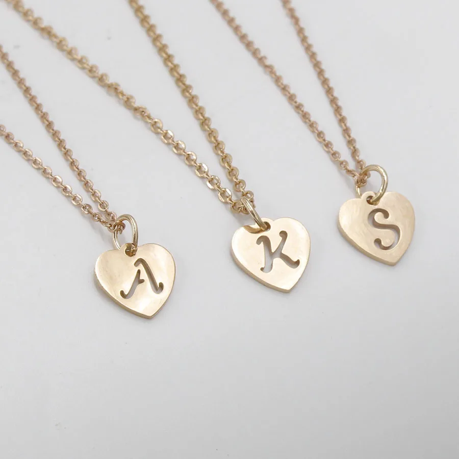 

Fnixtar Mirror Piloshe26 Alphabet Capital Letter Pendant Necklace Lover Heart Rose Gold Color Letter Chain Necklace 26piece/lot