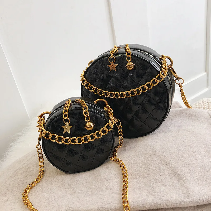 Vintage Round Bags Women Circle Lattice Bag Classical Leather Good Quality Cross Body Bag Circle ...