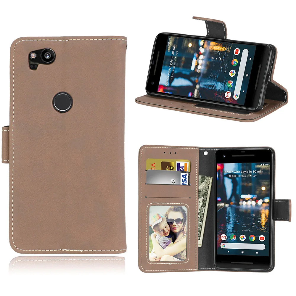 Matte Luxury Leather Case For Google Pixel 2 Retro Phone