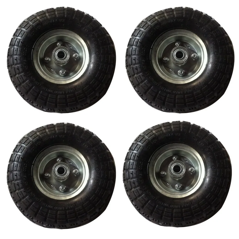 

Durable Anti-slip Replacement Tyre Low Noise Flexible Cart Tires 4 PCS 10 Inch Pneumatic Trolley Tyre Professioanla Cart Parts