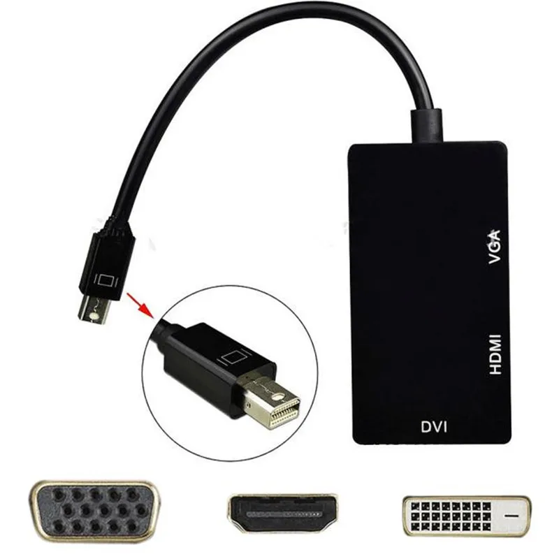 3 в 1 Mini Display Port DP to DVI + VGA HDMI адаптер для MacBook Pro D.13 |