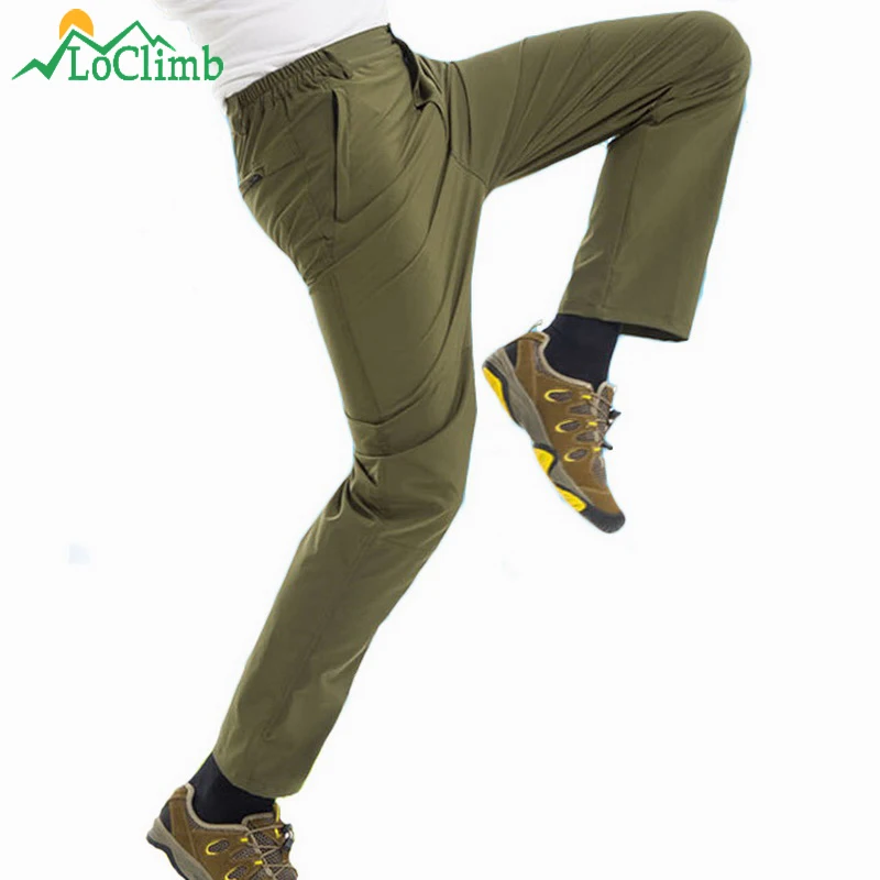 LoClimb Mens Elastic Ultra Thin Hiking Pants Men Summer Breathable