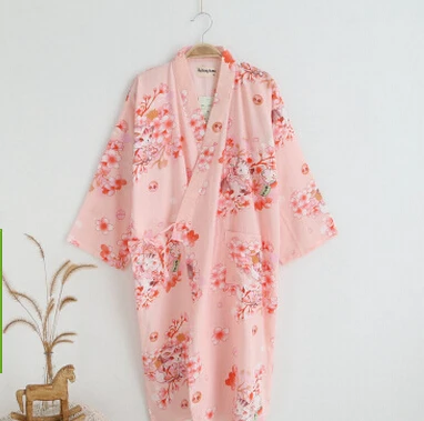 Cotton Bathrobes Summer Cotton Robes for Women Cotton Kimono Robes Floral Spa Robe Women Pajamas Japanese