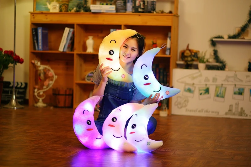 Bonito de Pelúcia Brinquedos de Pelúcia Decoração de Natal Presentes para Crianças Light-up Travesseiro Macio Dormir Pillowhome Meninas Crianças Brinquedos Lua 3 lua travesseiro macio dormir pillowhome decoração de