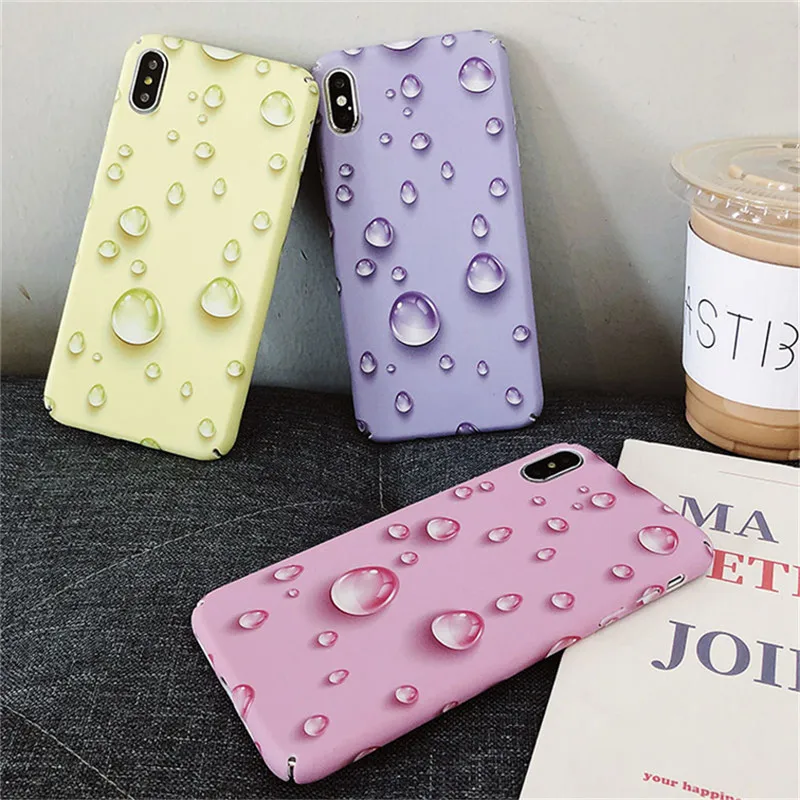 3D капли воды чехол для iPhone X XR XS MAX Жесткий ПК Полный Чехол 7 8 6 6S Plus Тонкие Матовые