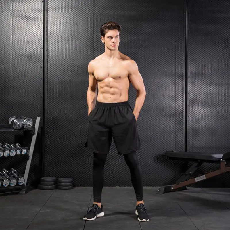 Для Мужчин's Колготки поддельные из двух частей фитнес Бег training стрейч быстросохнущие брюки