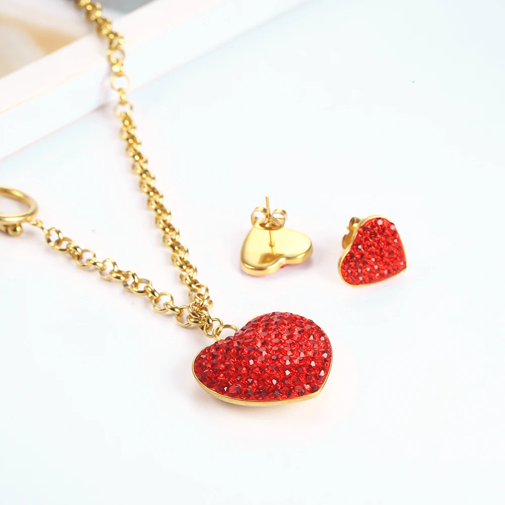 Jewelry Sets Jewelry Set Women Earrings Chain Necklace Stainless Steel Jewelry Woman Fashion Jewelry Sets Heart Necklace Earrings Set Jewellery Accessories