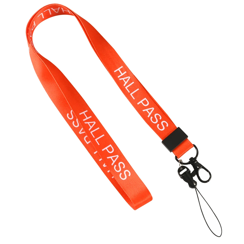 ORANGE Hall Pass Lanyards and School Passes Set Keychain Lanyard ID card Holder (6)