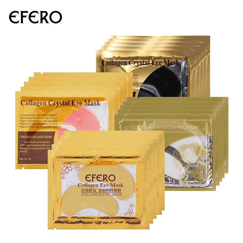 

EFERO 24K Gold Collagen Eye Mask Eye Patches for the Eyes Crystal Eye Serum Mask Anti Dark Circles Wrinkle Skin Care 5Pair=10pcs