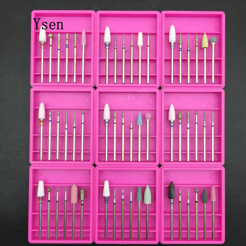 

Ysen 6pcs Ceramic Diamond Nail Drill Set Milling Cutter for Manicure Rotary Burr Clean Bits Electric Machine Art Accessory