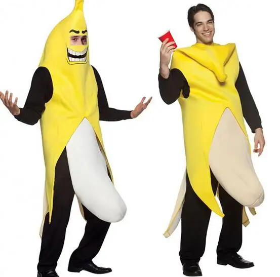 2016 high quality men cosplay adult fancy dress funny sexy banana costume novelty halloween christmas carnival party decorations in anime costumes from