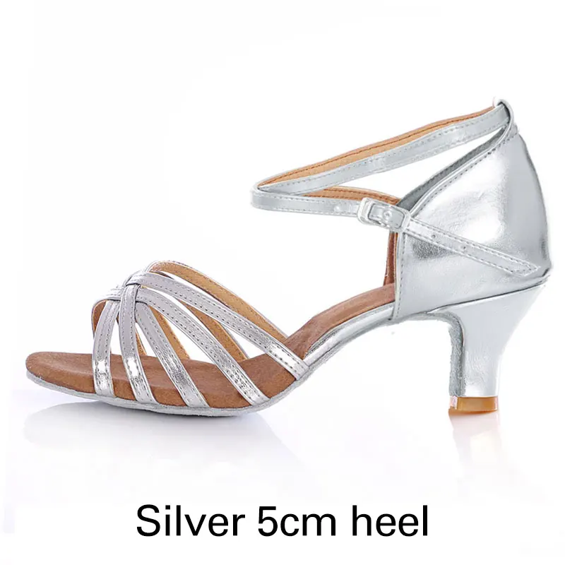 Новое поступление, горячая Распродажа, Женская Обувь для бальных танцев, Танго, латинских танцев, танцевальная обувь для сальсы, обувь для взрослых на высоком каблуке с мягкой подошвой - Цвет: sliver 5cm heel
