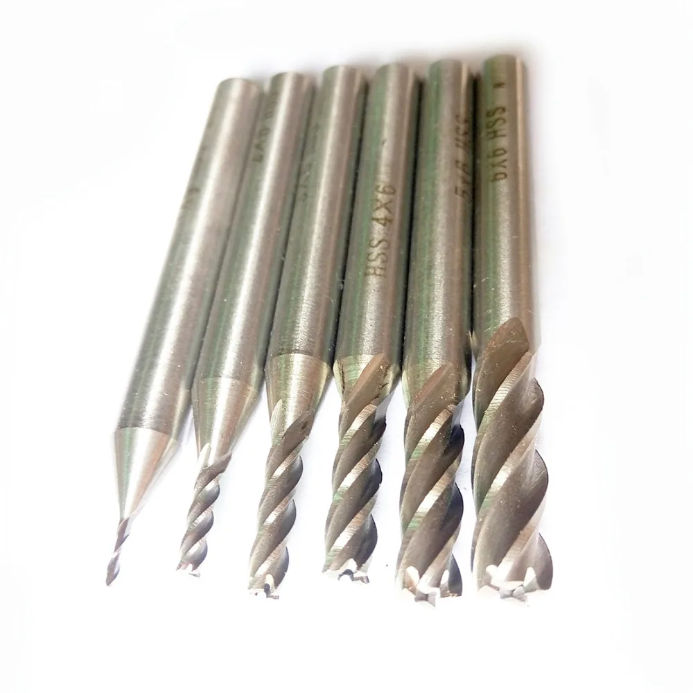 4 флейты с ЧПУ hss Концевая фреза фрезы для металла фрезерные инструменты с ЧПУ нож резак dremel сверла торцевая фреза 1,2, 3,4, 5,6 мм