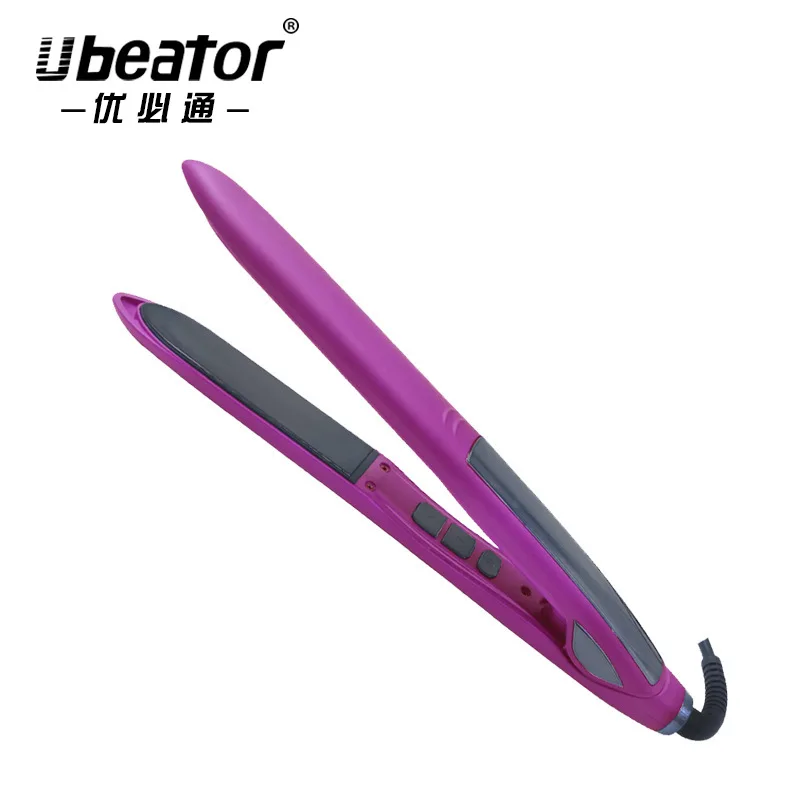 

Professional sharp tip splint narrow purple LCD display temperature control professional straight shape straightener