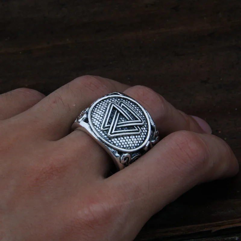 Dropshiping Odin Symbol Norse Viking Runes Rings For Men Runic Fashion Jewelry