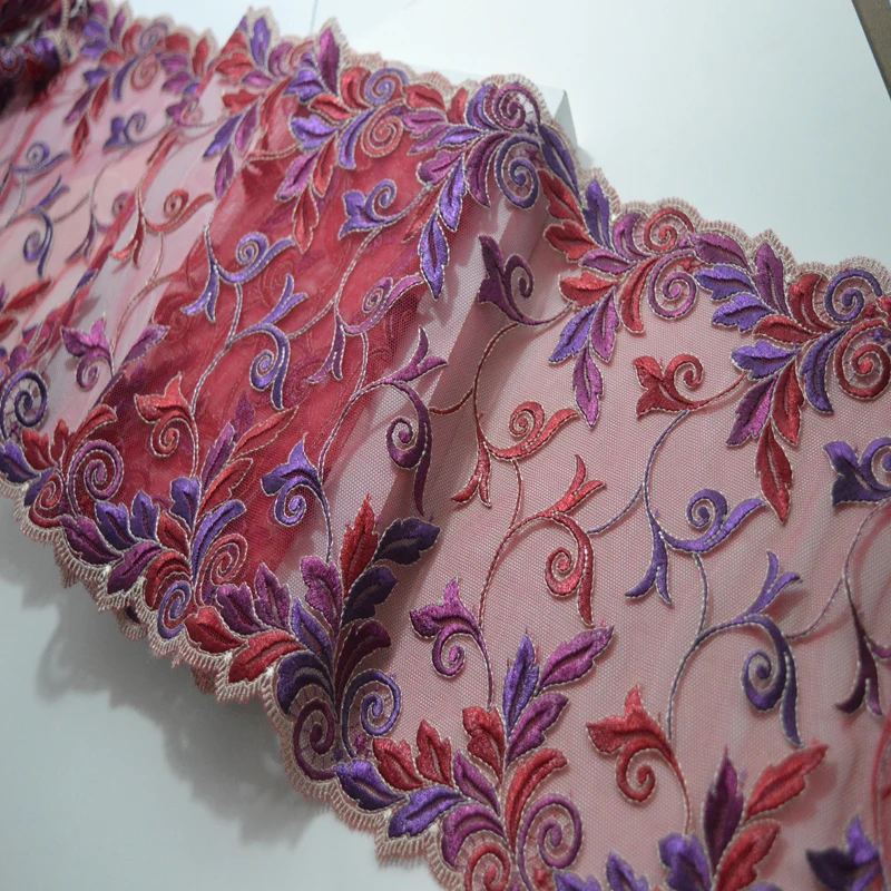 

22cm somelace (2yds/lot)Transparent gauze rose mirror floral embroidery high quality Lace Trim Applique Sewing Craft2018091508