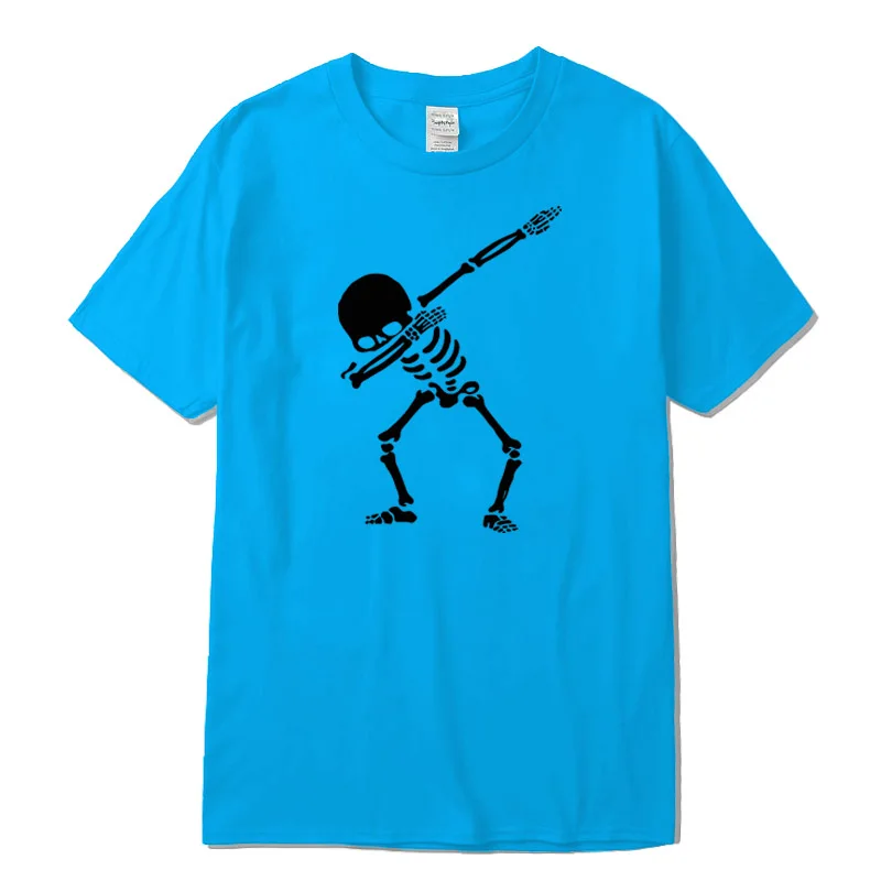 Хлопок, высокое качество, Мужская футболка с коротким рукавом и принтом черепа, повседневная Летняя мужская футболка с круглым вырезом - Цвет: Linght blue 1