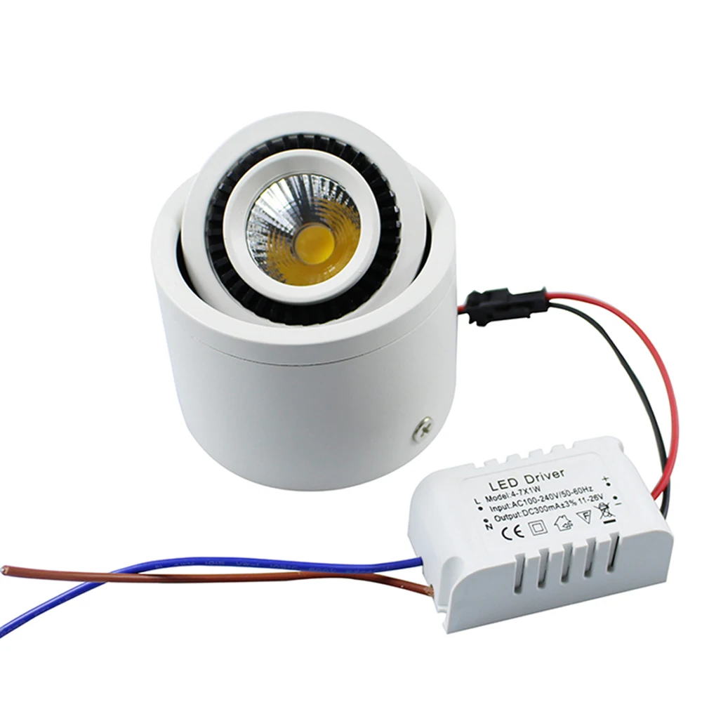

Surface Mounted COB LED Downlight 20W White Aluminum Light Fixtures 360 Degree Indoor Ceiling Lamp Spot Downlight Track Light