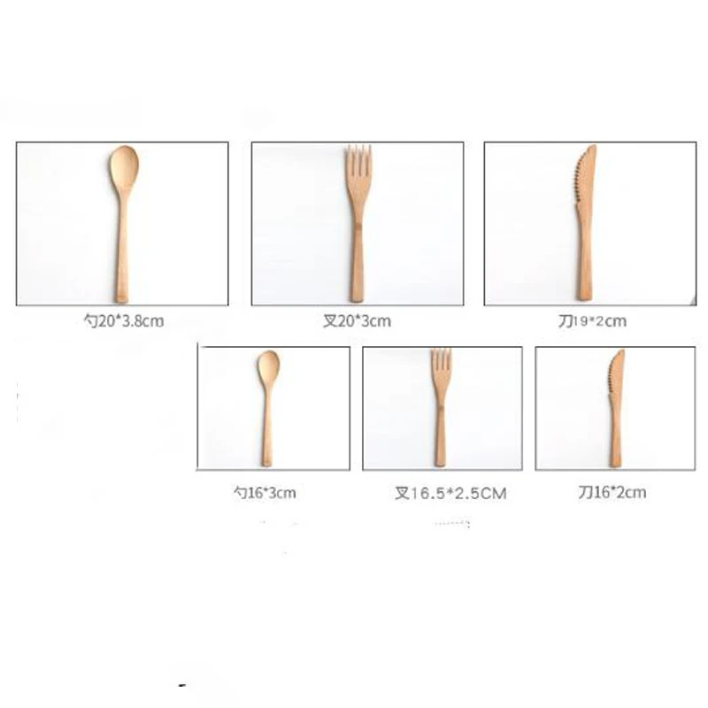 Japanese Style Bamboo Wooden Cutlery Set Fork Cutter Cutting Reusable Kitchen Tool