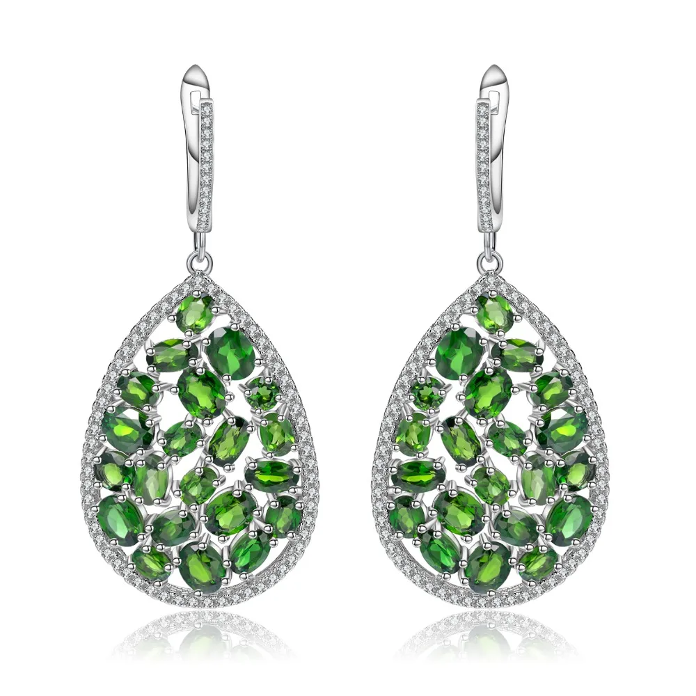 

GEM'S BALLET 11.96Ct Natural Chrome Diopside Gemstone Drop Earrings 925 Sterling Silver Earrings Fine Jewelry For Women Wedding