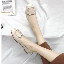 Обувь с луком; женская летняя обувь; Новинка года; Корейская версия; мягкая обувь с квадратной пряжкой в виде бобов; обувь на плоской подошве с квадратной подошвой