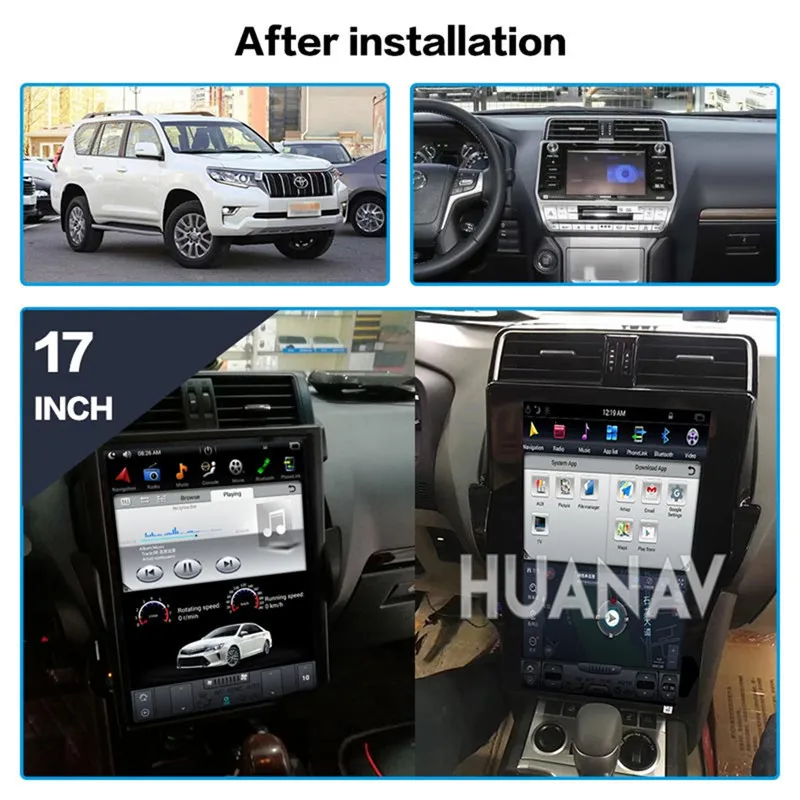 Perfect Tesla style 17" Car No DVD Player GPS Navigation For TOYOTA Land Cruiser Prado 150 2018 head unit 1 din radio Multimidia Android 1