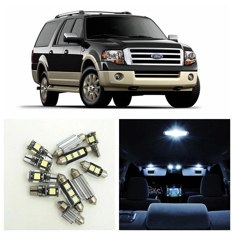 15pcs White Car LED Light Bulbs Interior Package Kit For 2003 2015 Ford Expedition Map Dome