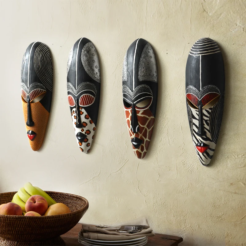 

Hot Retro Resin Exotic African Masks Portraits Hanging Wall Mural Wall Hanging Ornaments Home Accessories, Best Gift