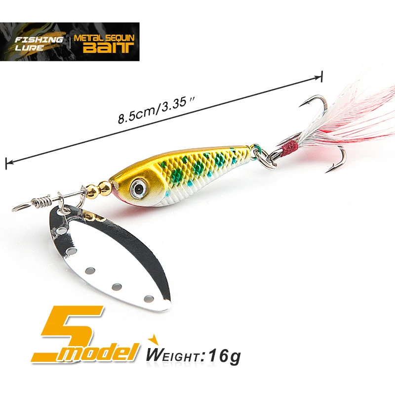 16g spinner Spoon Metal Bait Fishin Lure Sequins Crankbait Spoon baits for Bass Trout Perch pike rotating Fishing
