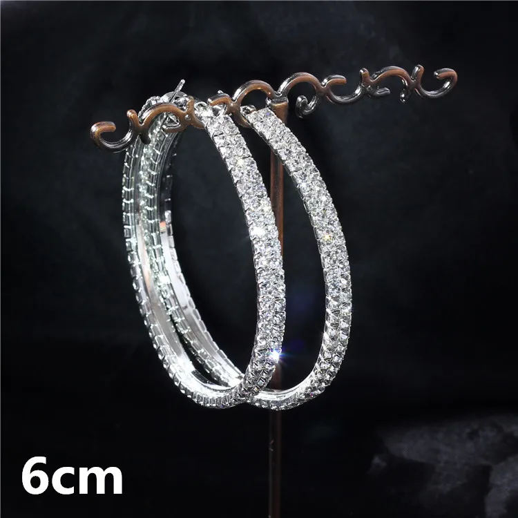 4-7 см большие серьги в стиле хип-хоп, посеребренные большие серьги-кольца с кристаллами для женщин, круглые серьги Brincos Bijoux Aretes Earing