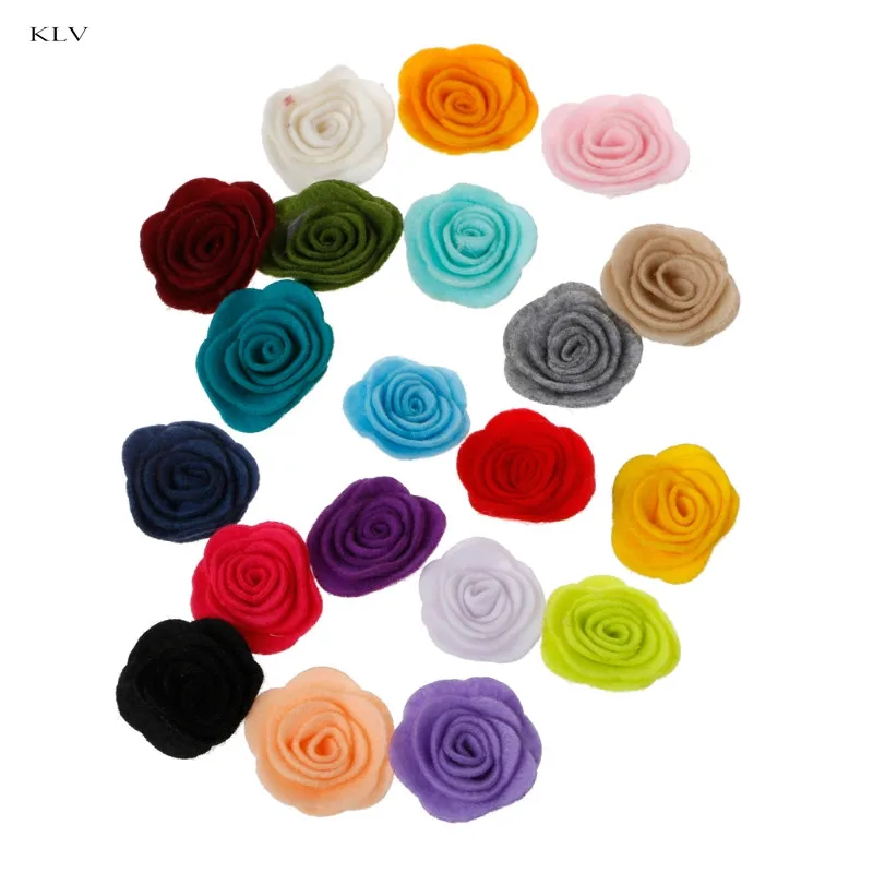 

10pcs/lot Handmade Felt Rose Flower Diy for Hair Accessories Headband Ornaments