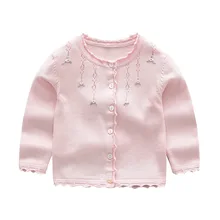 Новая Весенняя коллекция года, вязаная для маленьких девочек, кардиган, хлопковый свитер с вышивкой в Европейском стиле, детская одежда, YF004