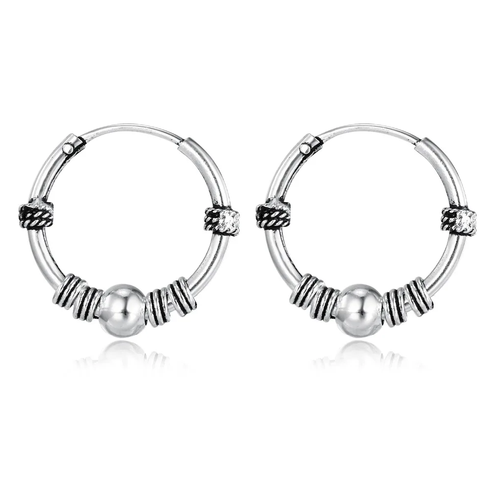 Европейское винтажное серебряное кольцо серьги круг ручная работа классная маленькая серьга-кольцо для женщин Bijoux модное ювелирное изделие