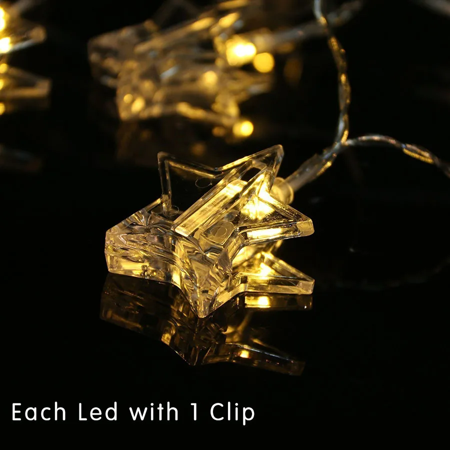 1.5M 3M 6M Photo Card Clip Fairy LED String Light Five-pointed Star Christmas Wedding Party Bedroom Holiday Decoration Garlands 1.5M 3M 6M Photo Card Clip Fairy LED String Light Five-pointed Star Christmas Wedding Party Bedroom Holiday Decoration Garlands