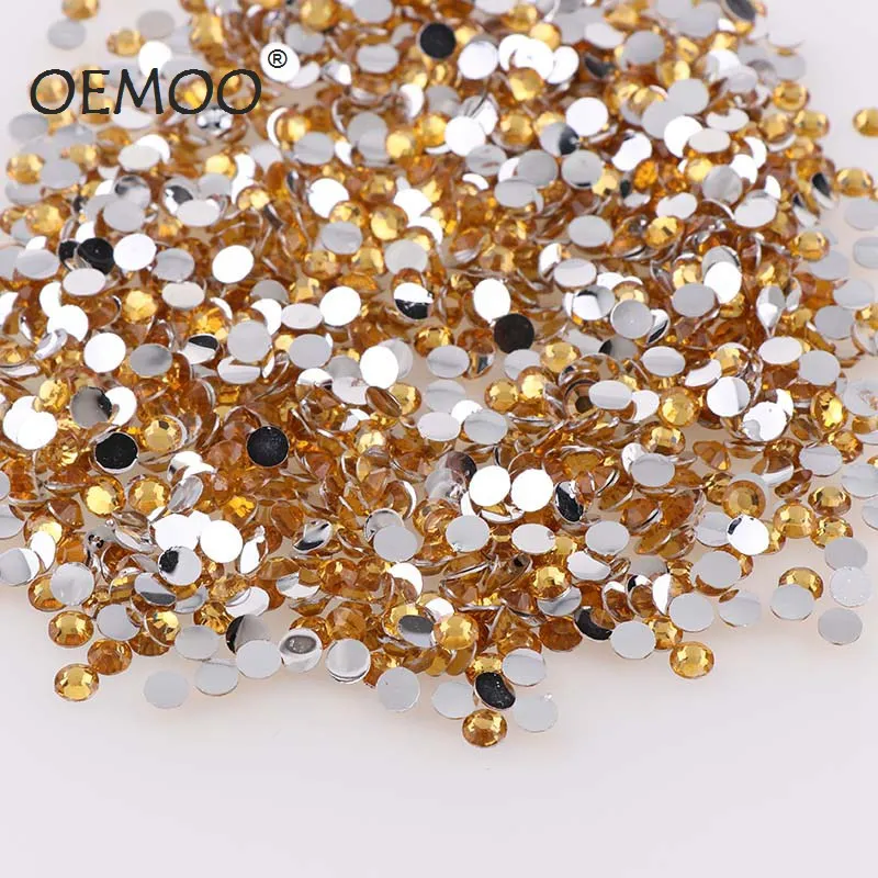 

Topaz Gold 10000pcs 2mm/3mm/4mm/5mm Brilliant Round Flat Back Resin Rhinestones Nail Art Mobile Phone Gems