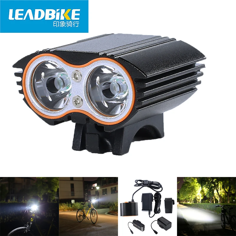 LEADBIKE Bike Headlight Bicycle Front Light Double T6 Lamp Beads 1000LM