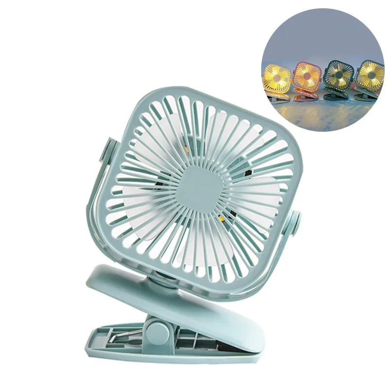 

Portable Mini Clip Desktop Air Conditioning Fans Electric Rechargeable Battery Cooler Ventilator Mute LED Light Cooling Fan