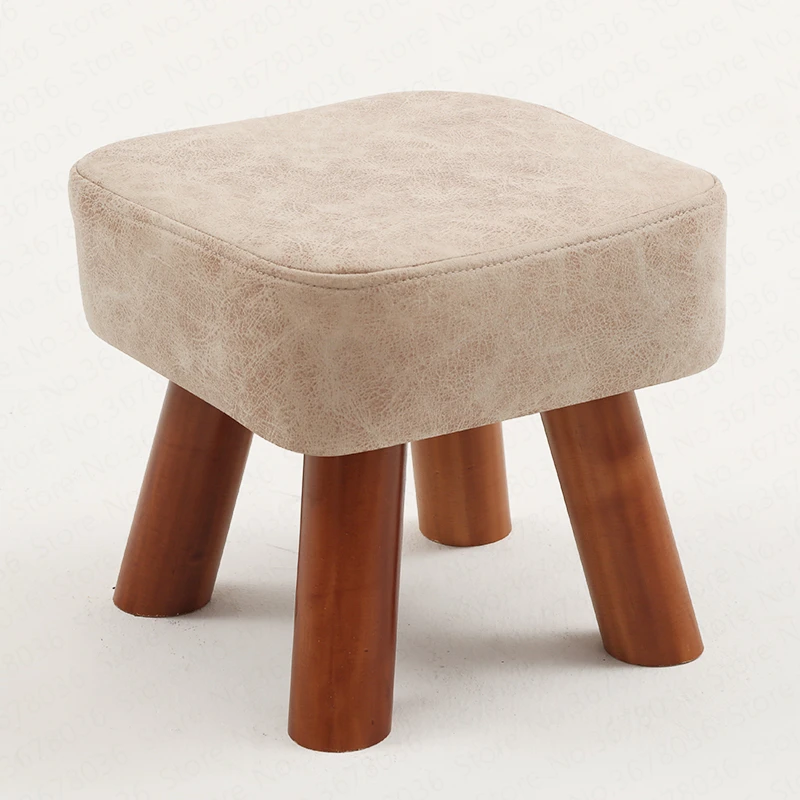 cheap Small Stool Home Low Solid Wood Square Change Shoe Fashion Chair Sofa Coffee Table Kids Furniture Silla Para Maquillaje Shoe