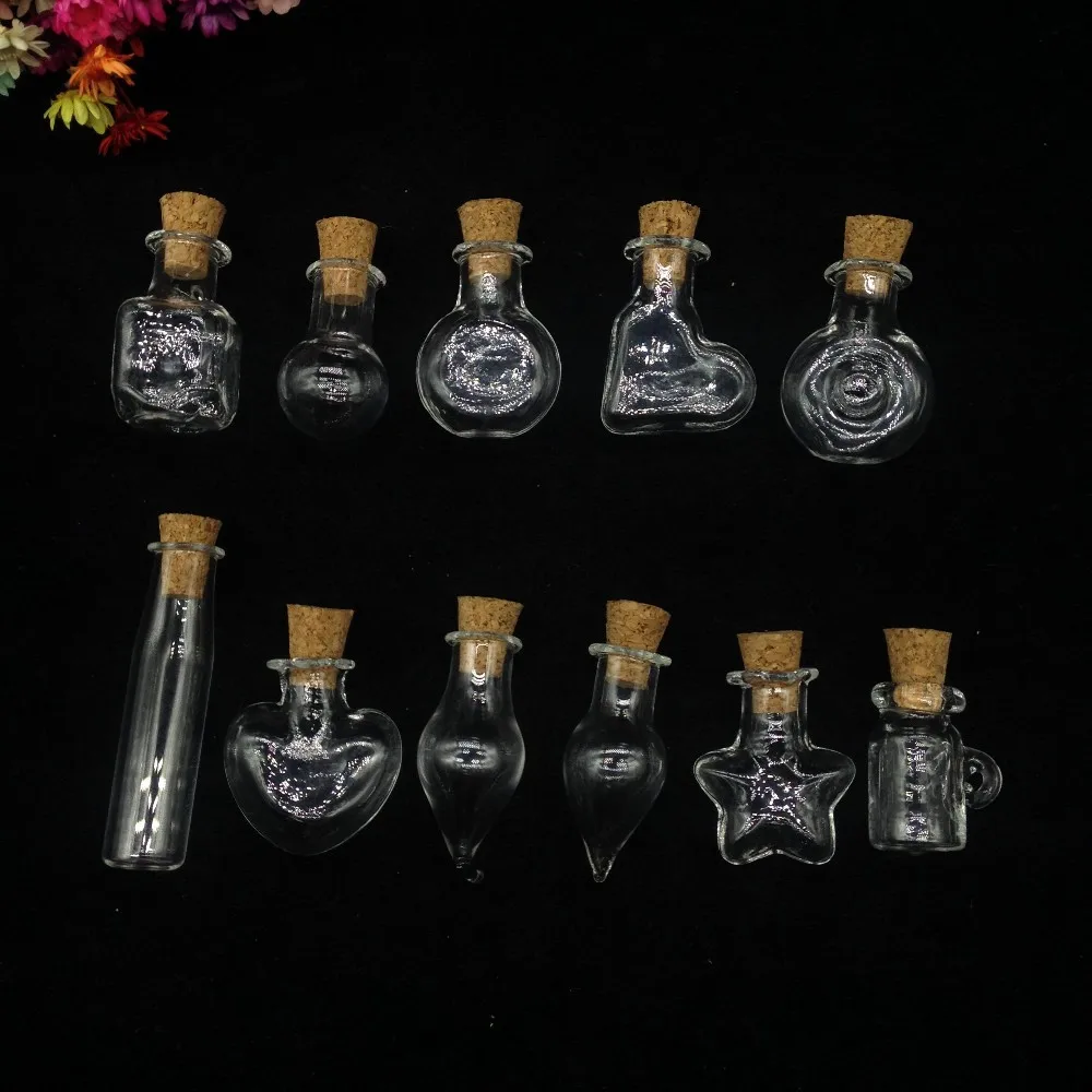 150pcs Mix Shape Diy Mini Clear Cork Stopper Glass Bottles Vials Jars