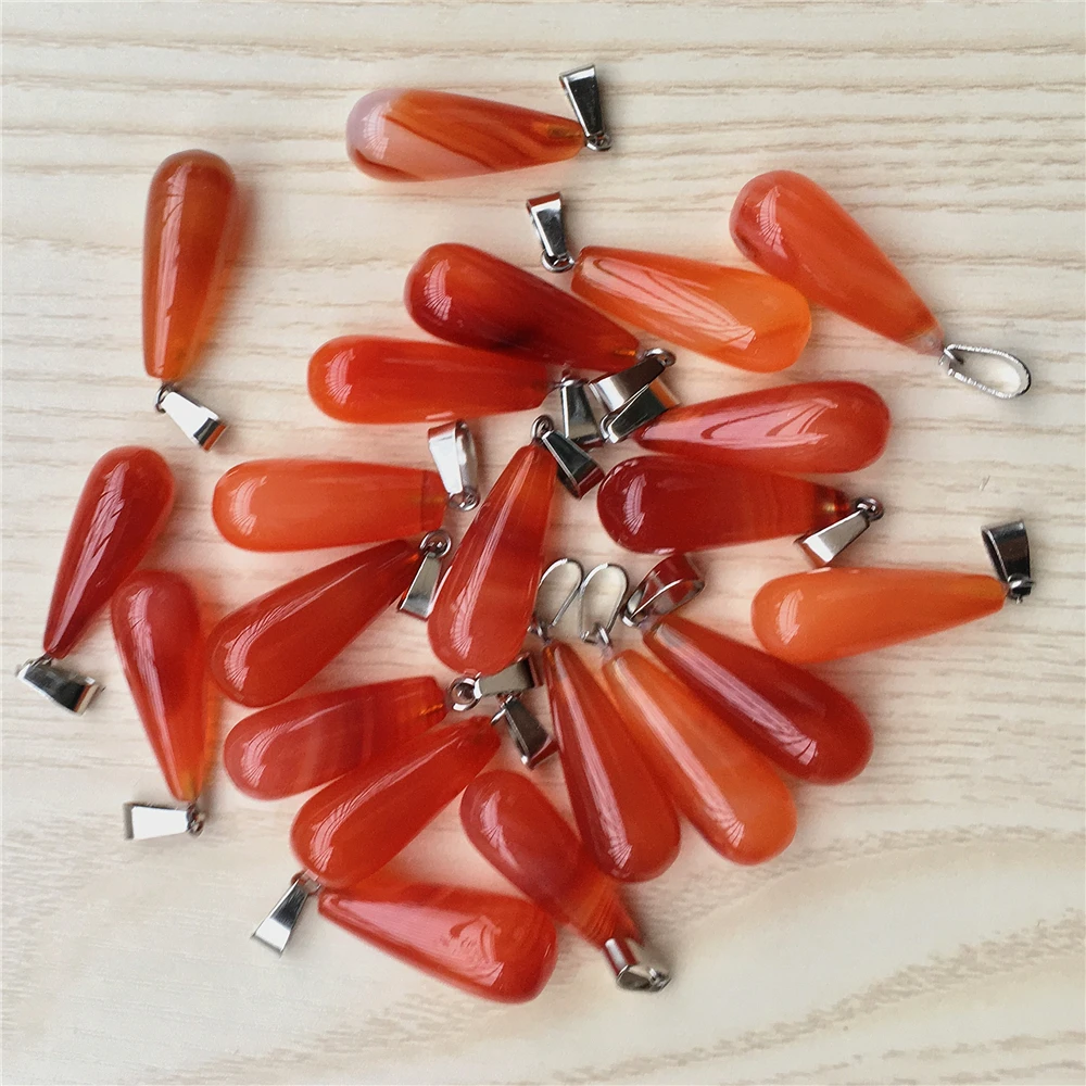 

Wholesale 2019 New Hot Fashion Natural Stone Pendants Red Agates Onyx Water Drop Charms Necklaces For Jewelry Making 50pcs/lot