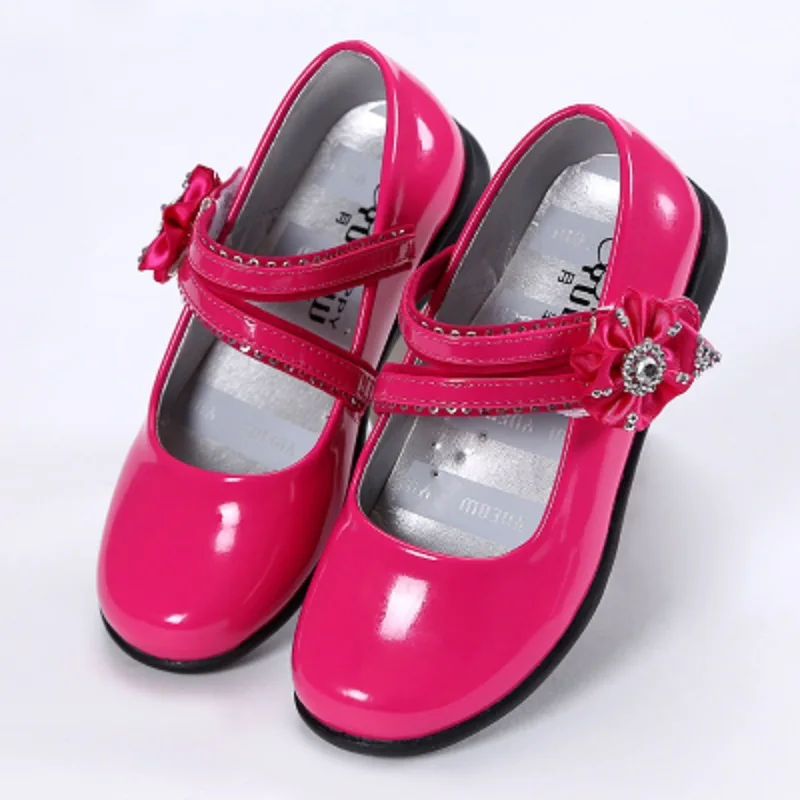 Girls Princess Shoes Spring Autumn Children Dress Shoes Student Performance Stage Solid Patent