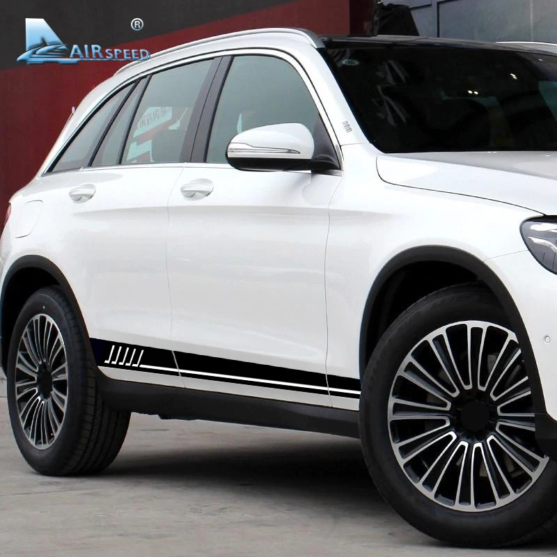 Airspeed боковая юбка гоночные полосы виниловые наклейки для Mercedes Benz S204 W204 Coupe C63 AMG C180