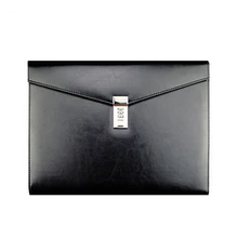 A4 Black Leather Password Lock Document Bag Manager File Folder TPN086