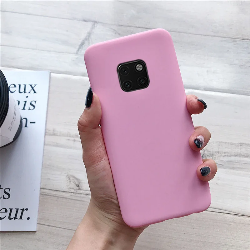 matte silicone phone case on for huawei mate 10 lite 20 lite mate20 mate10 lite 9 pro mate 30 candy color soft tpu back cover - Цвет: deep pink