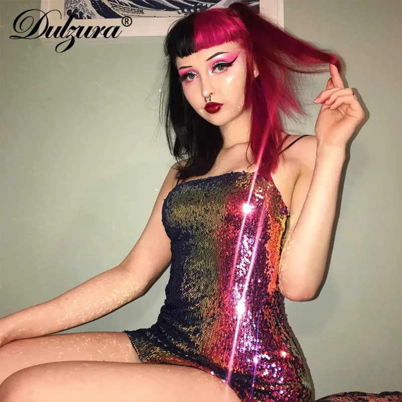 Dulzura/2019 летнее женское платье сексуальный ослепительный сверкающий праздничный